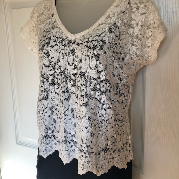 Boho Sheer Floral Lace Top - Picture 1 of 5